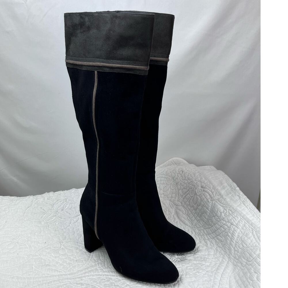 Rialto Women's Size 7.5 Black Faux Suede High Winter Heeled Boots - Stylish!